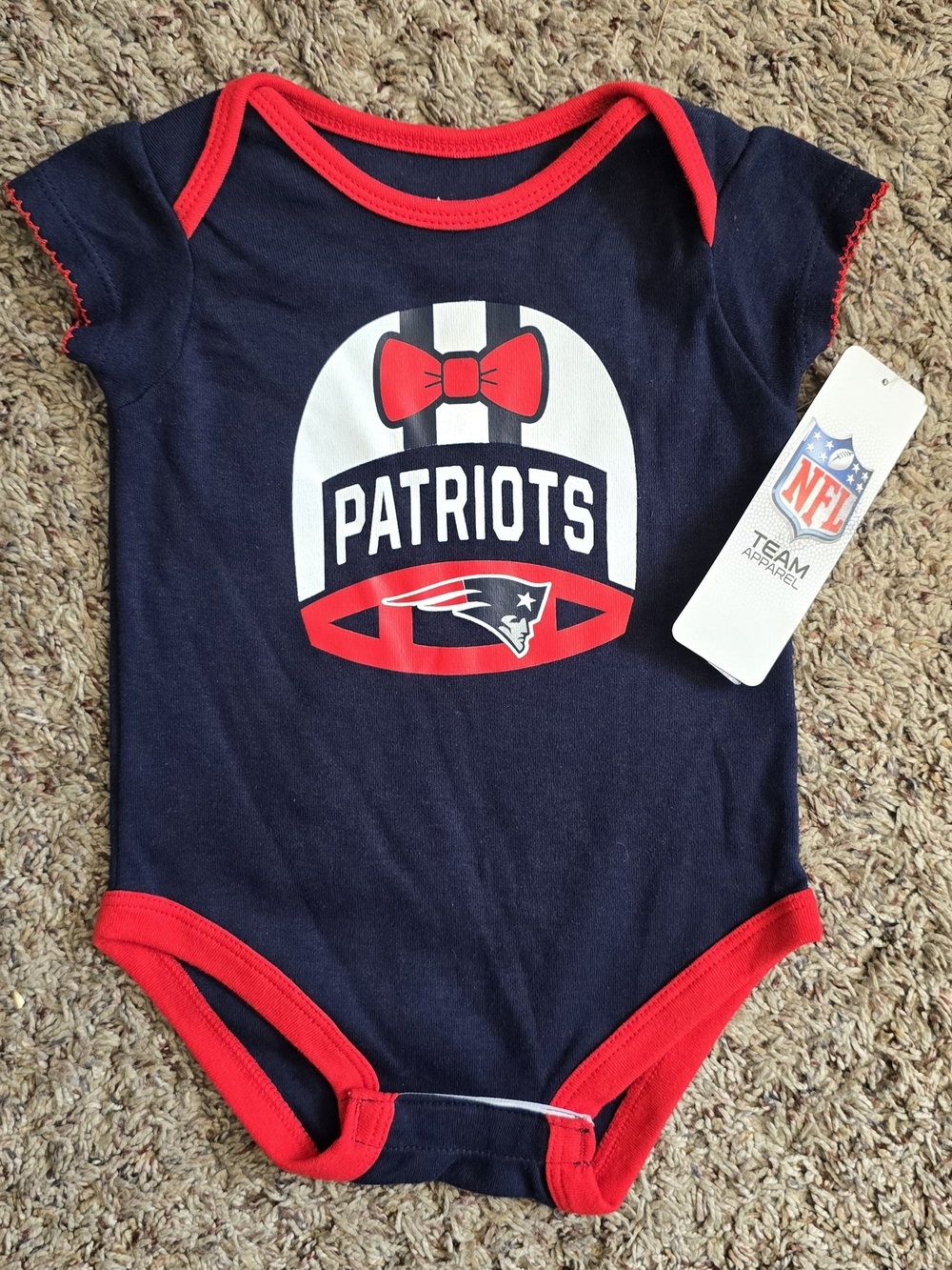 NFL New England Patriots Navy and Red Infant Girls Bodysuit